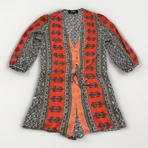 Lulu's Women's Romper Moroccan Print Sz XS W/ Tie Waist-Lightweight-Beach-Casual